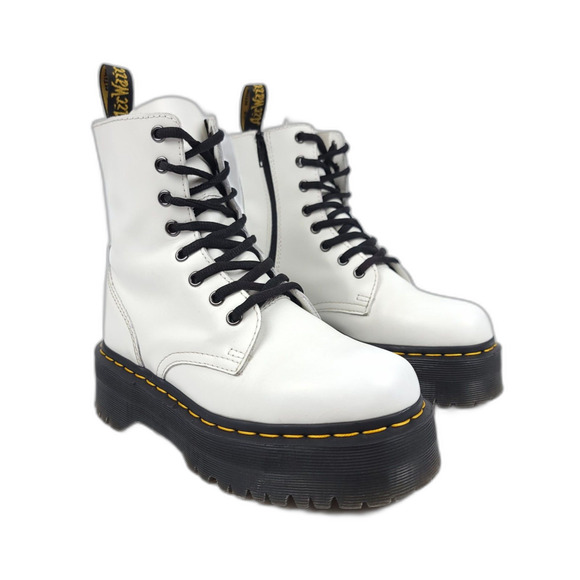 Dr. Martens Jadon Platform White Patent Leather Combat Boots Womens 6 90s Grunge - Picture 1 of 9